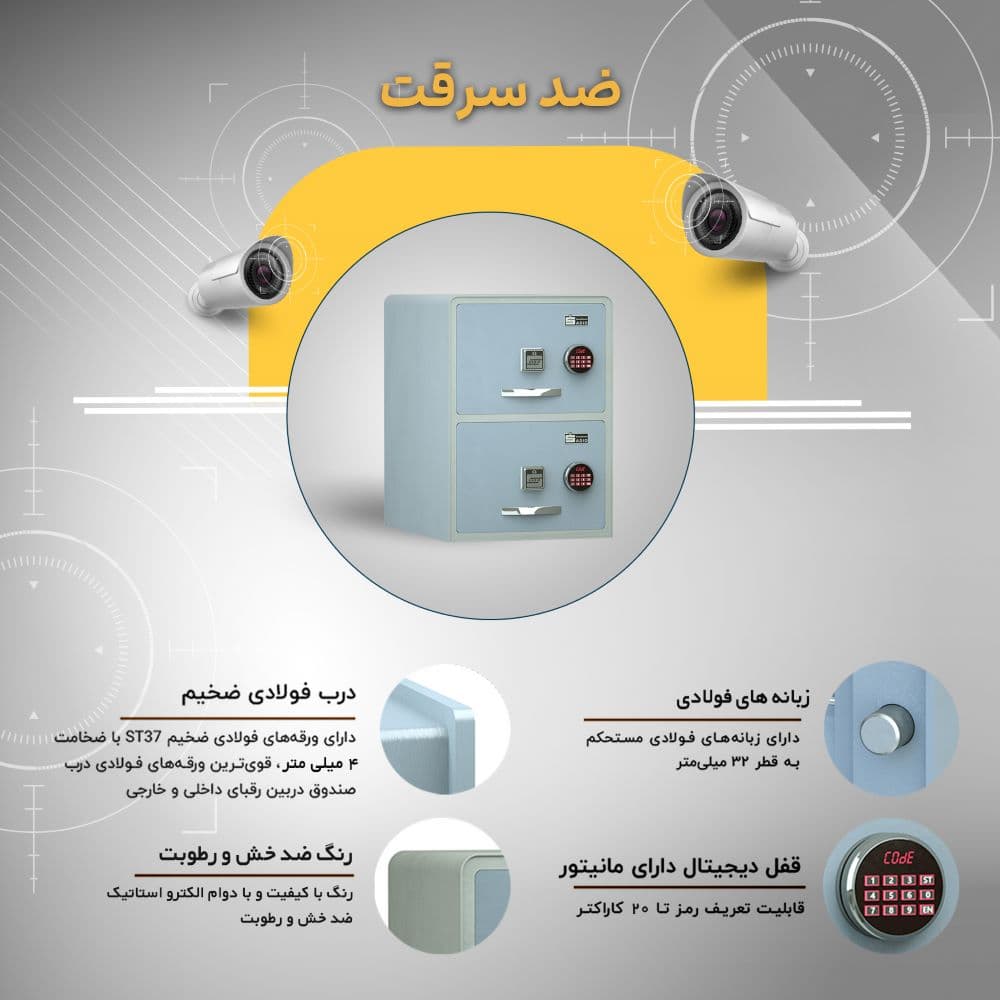 فایل 2 کشو ضد سرقت 700 سدید با قفل PROAC — تصویر ۷