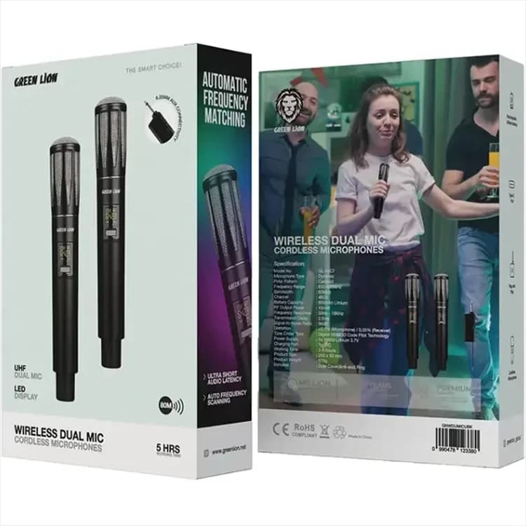 سیستم میکروفون بی‌سیم دوگانه (بدون کابل) گرین لاین مدل GLM-Wireless Mic Lite