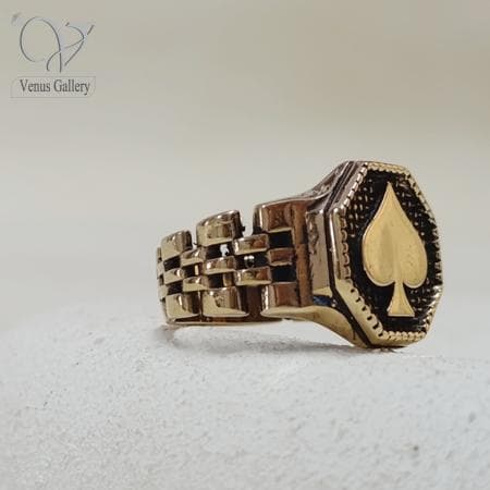 انگشتر مردانه طلاروسی مدل آس پیک کد16123 — تصویر ۴