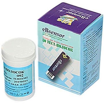 نوار تست قند خون ابی سنسور eBsensor بسته 50 تایی — تصویر ۲