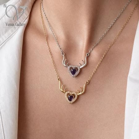 گردنبند دخترانه به صد زبان دنیا دوستت دارم طرح گوزن کد 15328