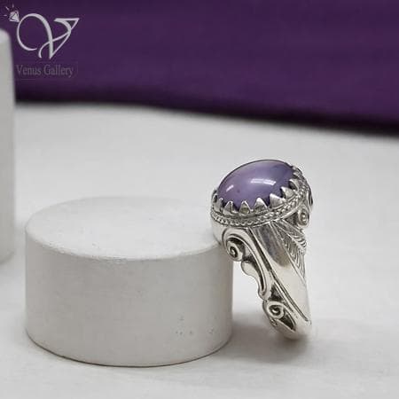 انگشتر نقره مردانه رکاب دستساز سنگ عقیق یاسی اصل کد 13265 — تصویر ۶