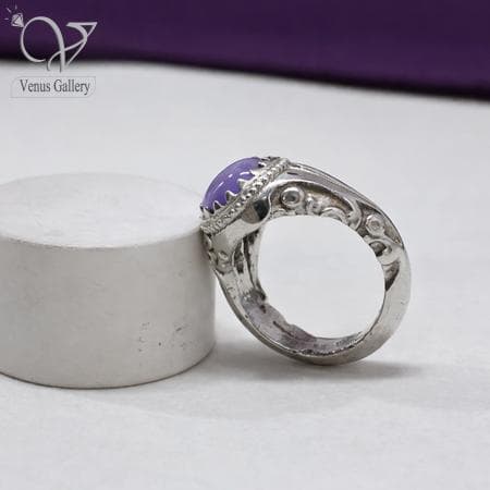 انگشتر نقره مردانه رکاب دستساز سنگ عقیق یاسی اصل کد 13265 — تصویر ۳