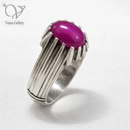 انگشتر نقره مردانه رکاب دستساز سنگ یاقوت استار اصل کد 13225
