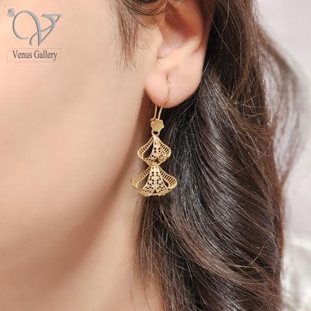 گوشواره نقره آبکاری طلا مدل فیوژن کد 13103