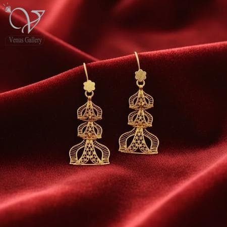 گوشواره نقره آبکاری طلا مدل فیوژن کد 13103 — تصویر ۴