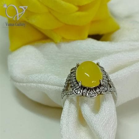 انگشتر نقره زنانه سنگ عقیق زرد با حکاکی دعای شرف الشمس کد 5951 — تصویر ۸
