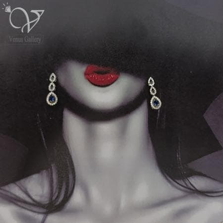 سرویس نقره نگین آبی زنانه طرح اشکی کد 5858 — تصویر ۲