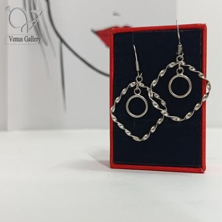 گوشواره نقره دخترانه طرح لوزی ، دایره تراش کد 5767 — تصویر ۲