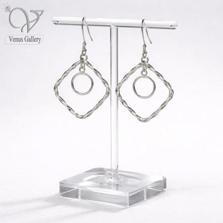گوشواره نقره دخترانه طرح لوزی ، دایره تراش کد 5767