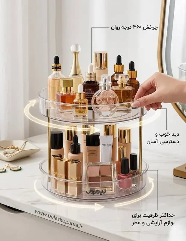 نظم دهنده 2 طبقه نشکن اکرولیک گردان لیمون کد 2467 — تصویر ۵