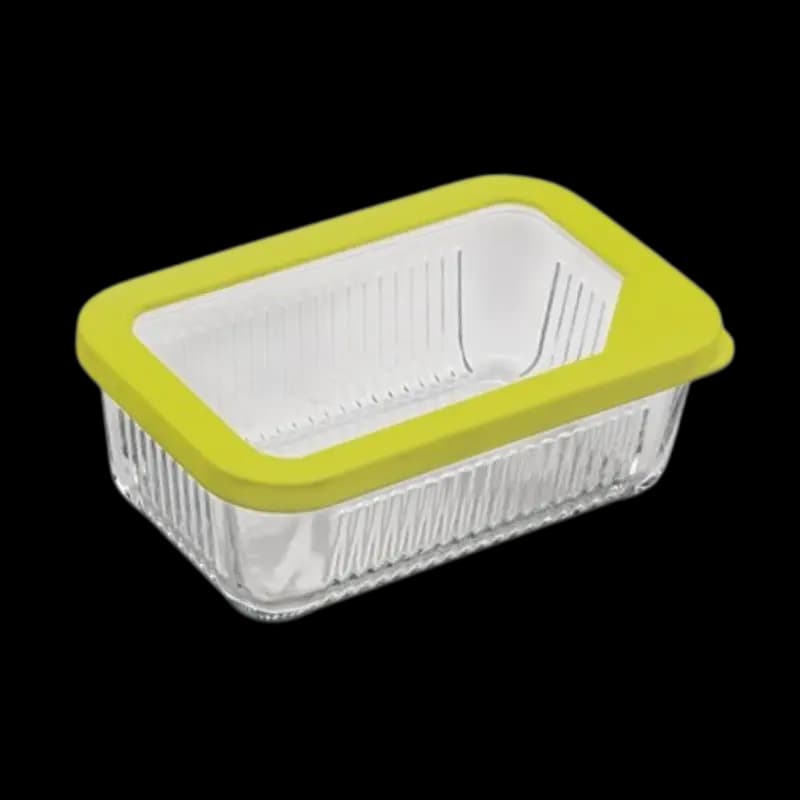 ظرف شیشه ای شیاردار دربدار 450میلی لیمون کد 2099