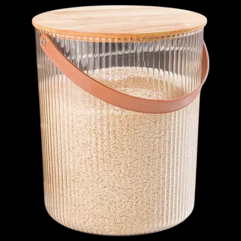 سطل برنج شیاردار 12 لیتری درب چوبی لیمون کد 2455