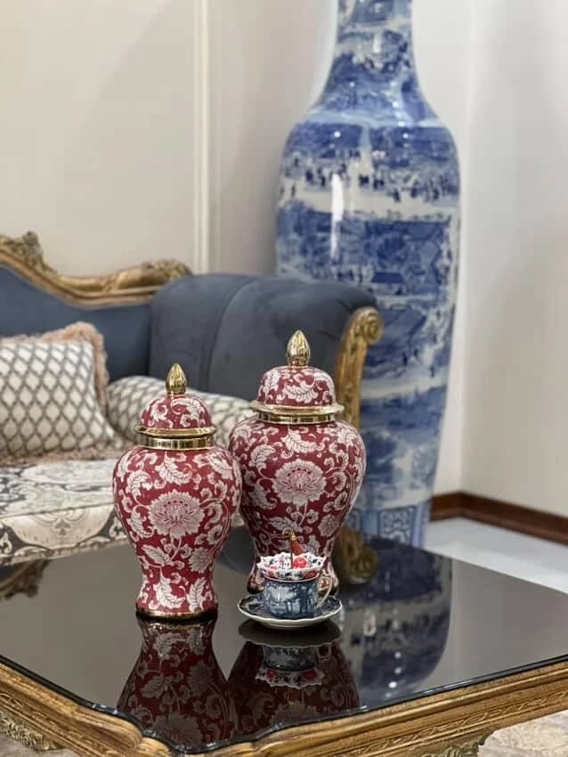 کندی چینی قرمز نقاشی دست