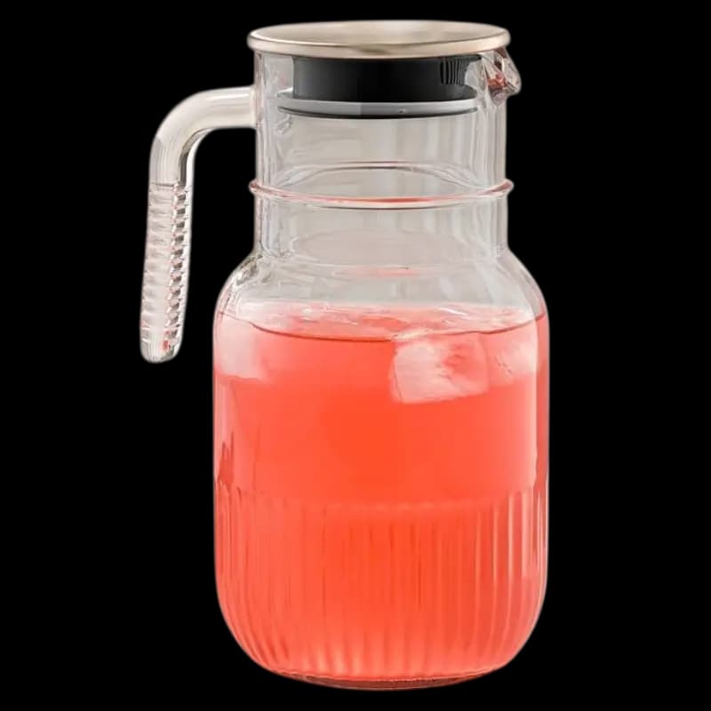 پارچ شیشه ای شیار دار 1/5 لیتری درب استیل لیمون