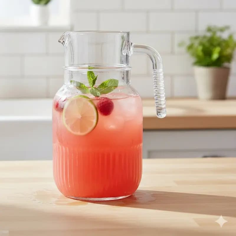 پارچ شیشه ای شیار دار 1/5 لیتری درب استیل لیمون — تصویر ۴