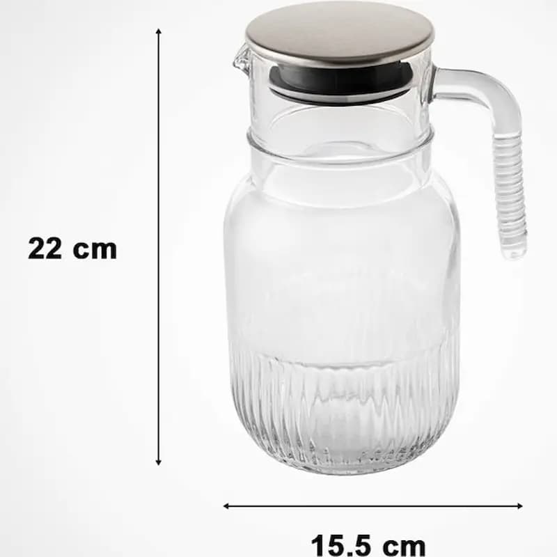 پارچ شیشه ای شیار دار 1/5 لیتری درب استیل لیمون — تصویر ۷