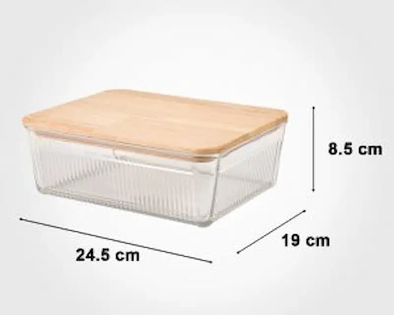 ظرف شیشه ای 2.25 لیتری شیاردار درب چوبی لیمون — تصویر ۱۰