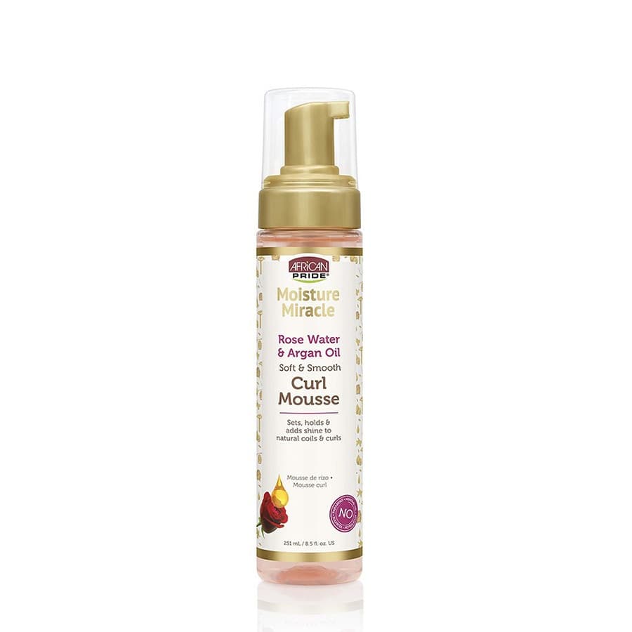 موس مو رز واتر و روغن آرگان آفریکن پراید African Pride Moisture Miracle Rose Water & Argan Oil Curl Mousse — تصویر ۳