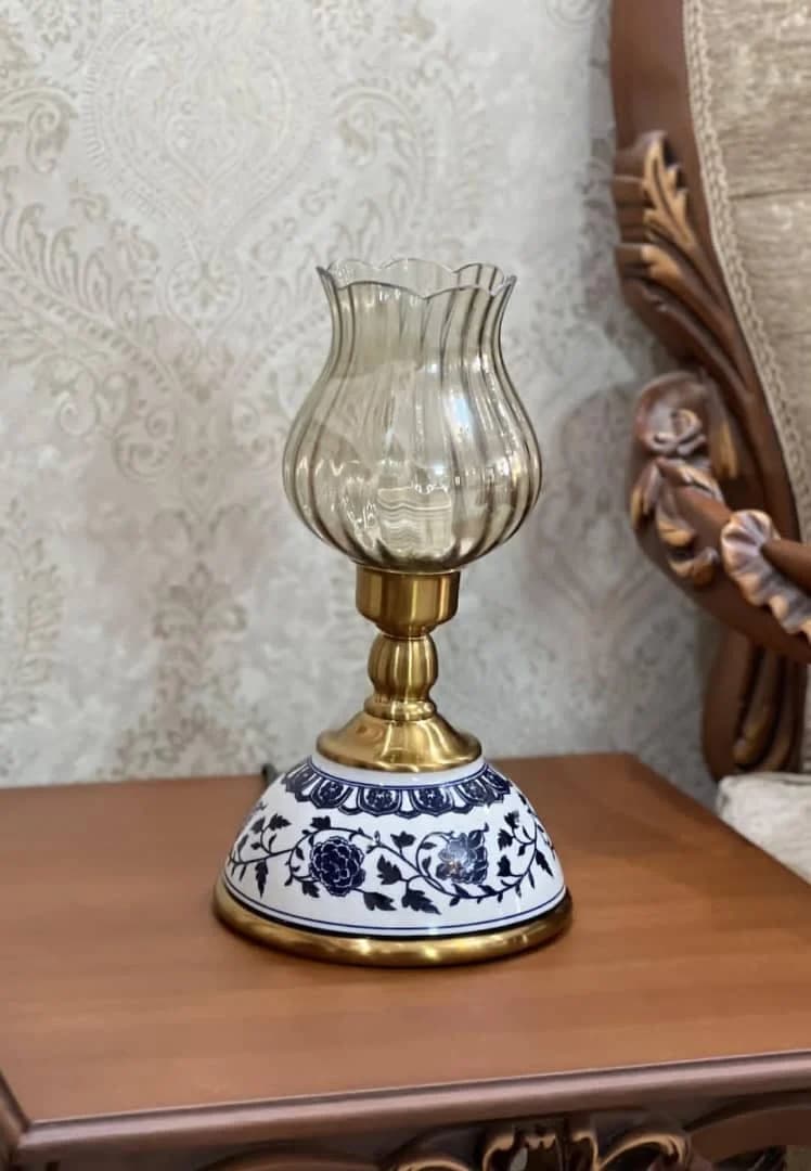 چراغ شمعدان رومیزی، گلریز زیبا حدود ۳۰ سانت — تصویر ۲