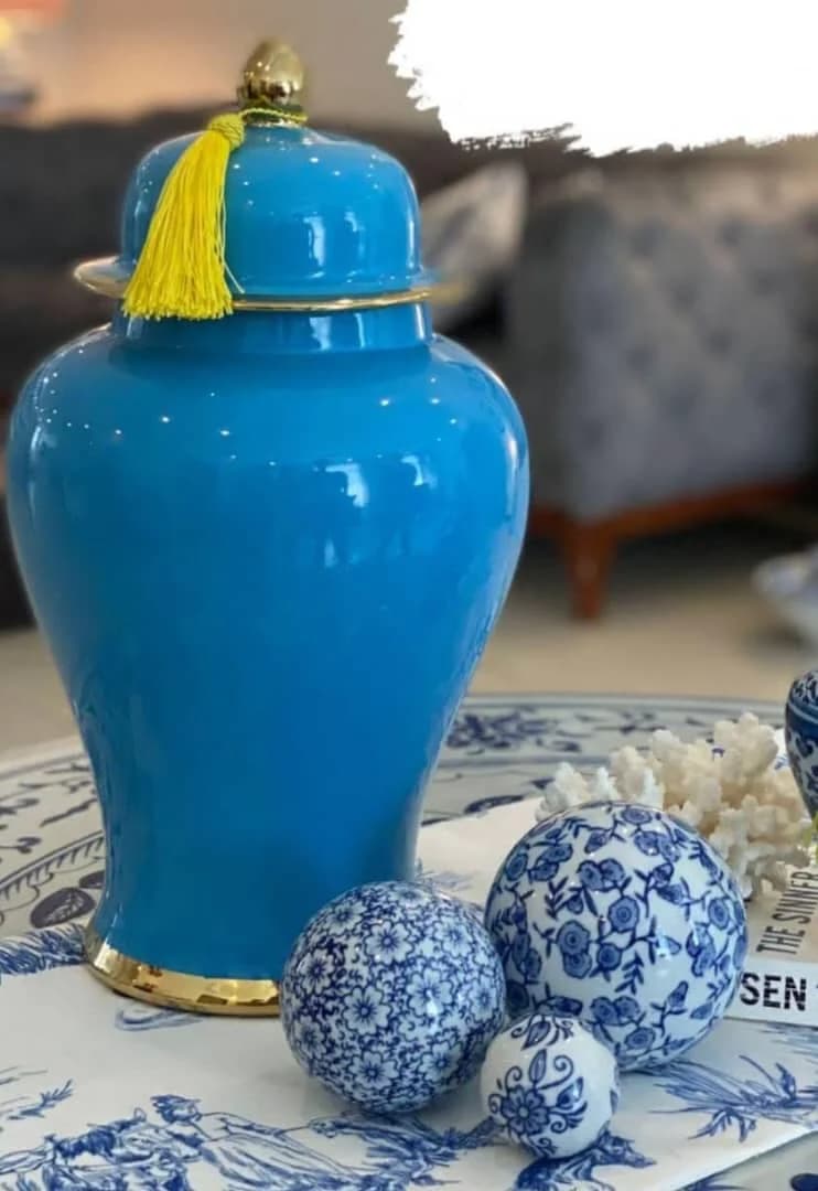 کندی فیروزه ای زیبا سایز ۳۵ سانت
