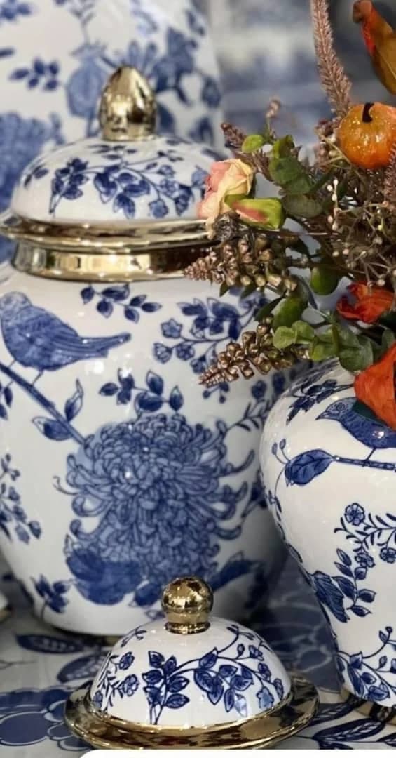 کندی گل و پرنده دورطلایی سایز حدودد ۳۲ سانت