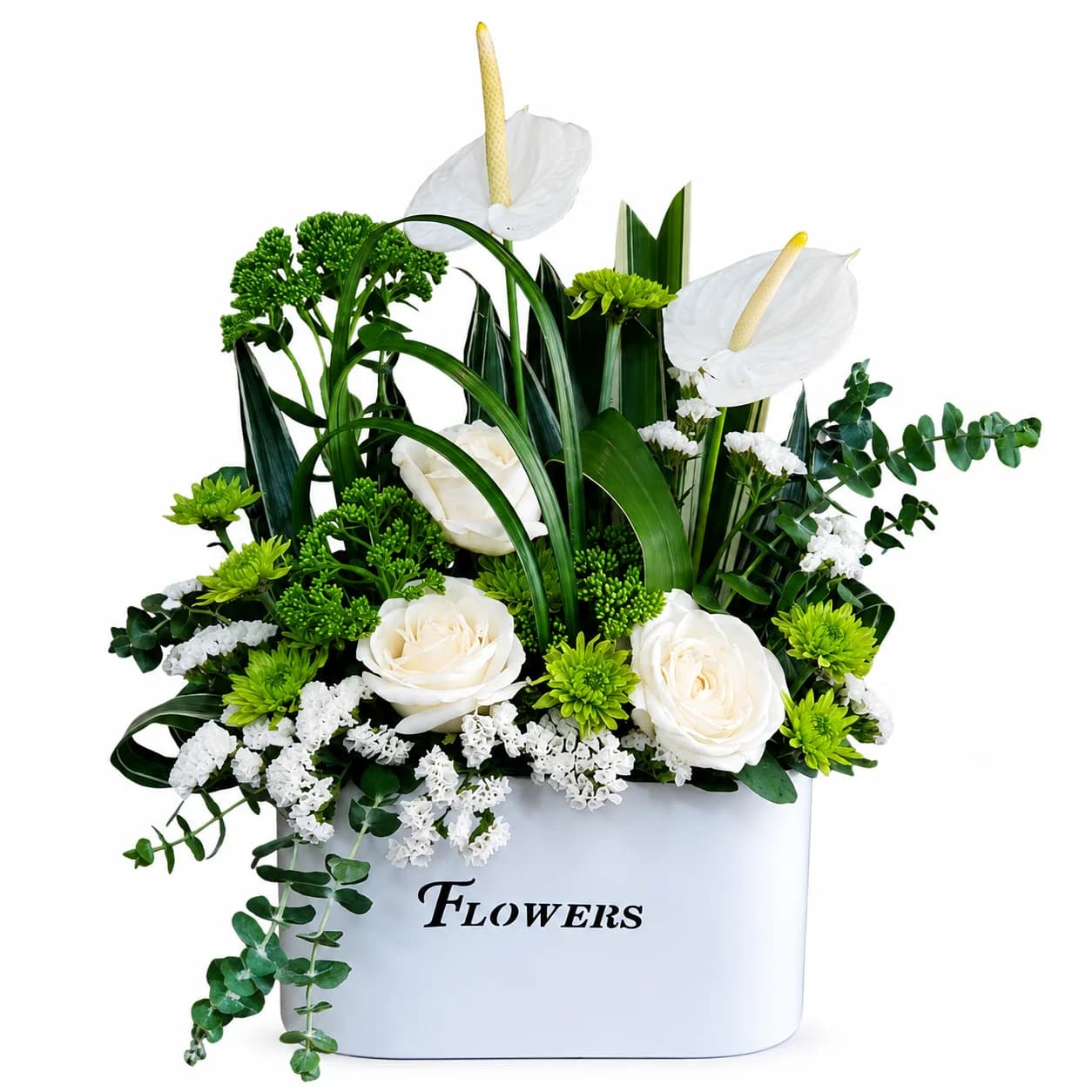 باکس گل نباتی با گل رز هلندی و آنتوریوم کد 57325