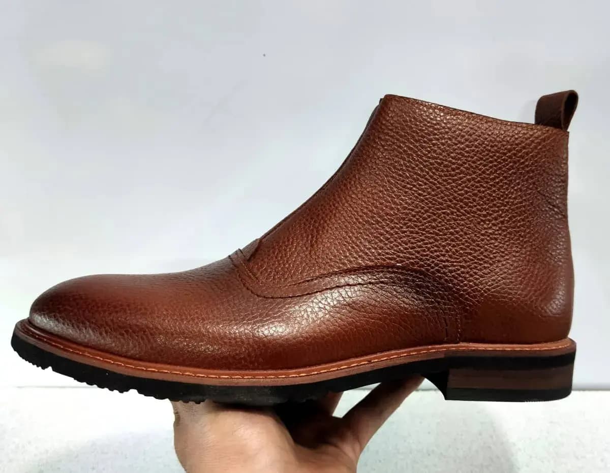 نیم بوت زیپی چرم مردانه کد 3302 — تصویر ۸