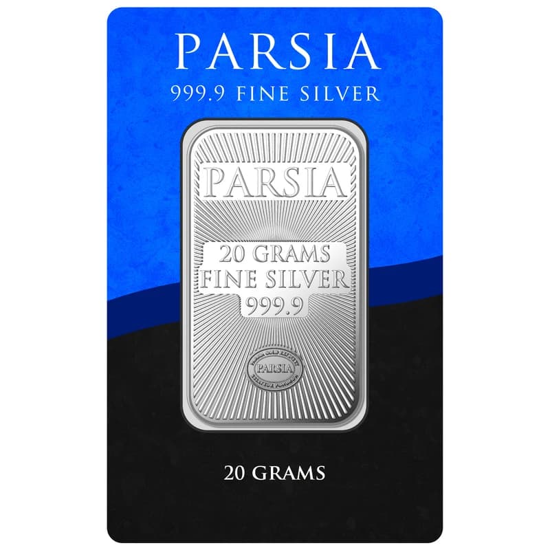 شمش نقره 20 گرمی پارسیا با عیار 999.9 — تصویر ۴