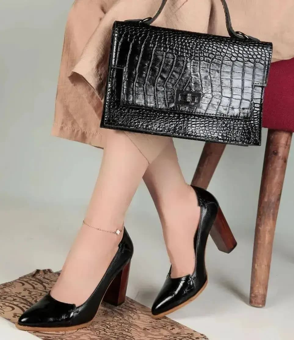 کفش مجلسی چرم زنانه نگین کد cs7101 — تصویر ۲