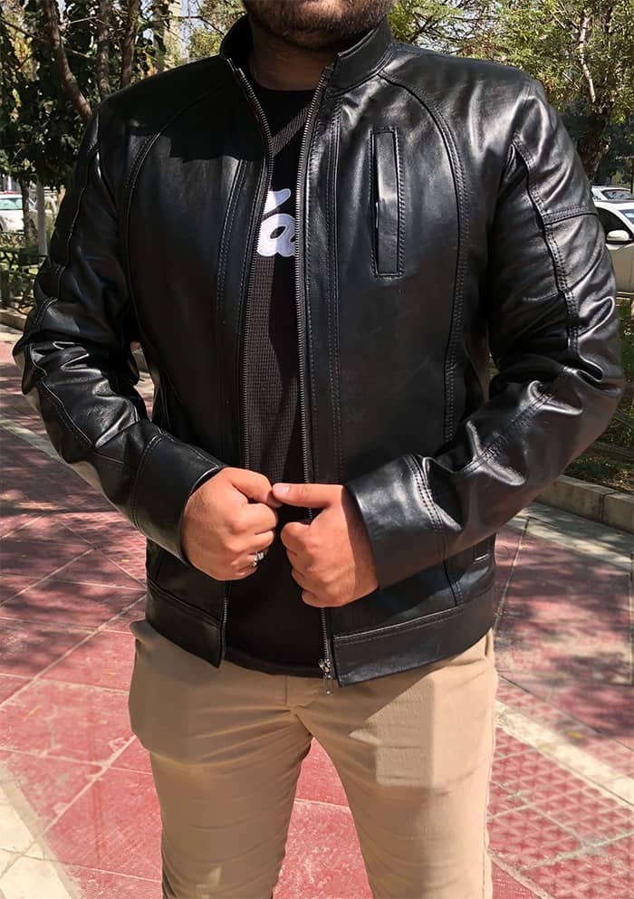 کاپشن چرم طبیعی مردانه کد cs1122