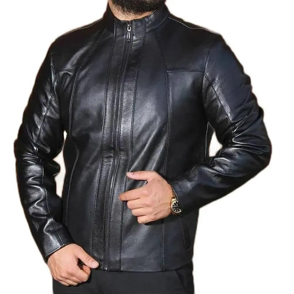 کاپشن چرم طبیعی مردانه کد cs1117 — تصویر ۲