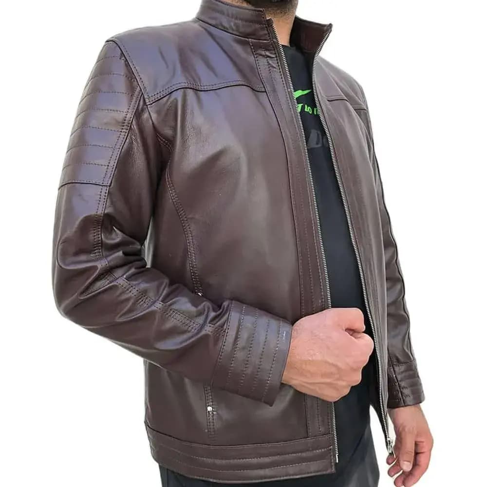کاپشن چرم طبیعی مردانه کد cs1113 — تصویر ۲