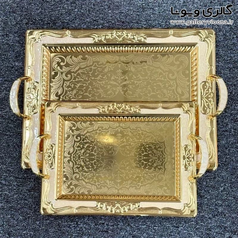 سینی استیل جفتی وارداتی طلایی کد ۴۸۱۵ — تصویر ۳