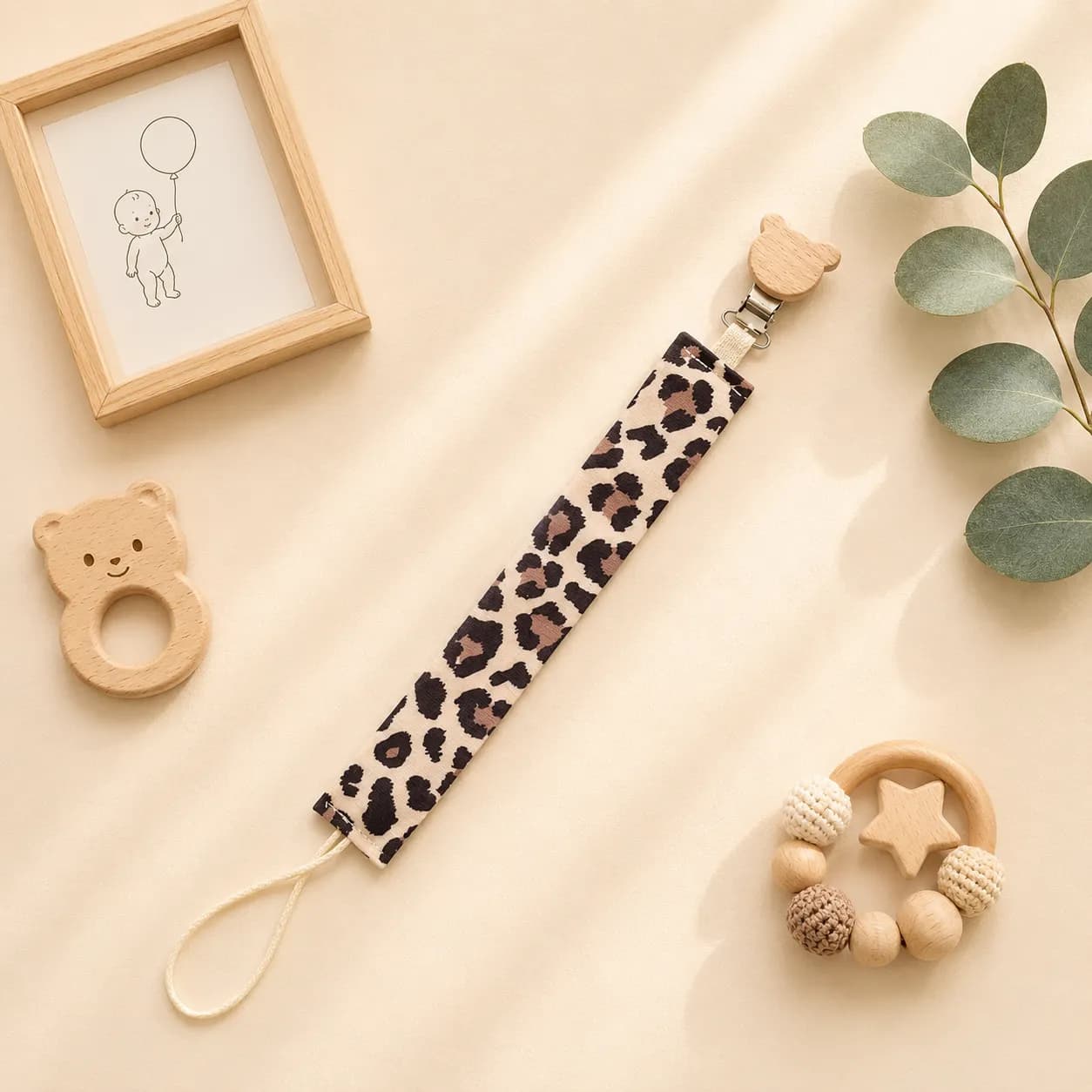 بند پستونک پارچه ای مخمل طرح پلنگی کد 10726