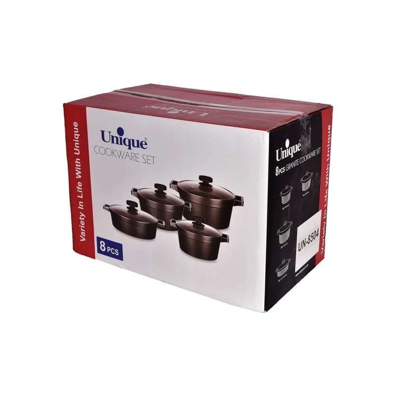 سرویس تابه و قابلمه یونیک 8 پارچه طوسی دیاموند کد 8501