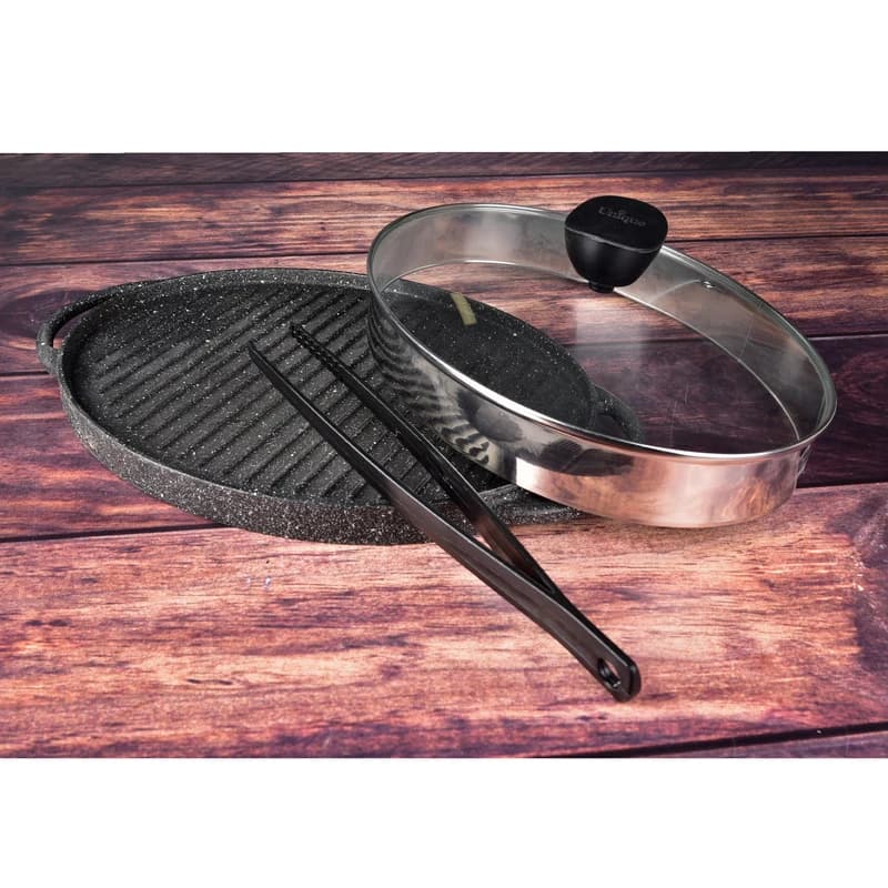 تابه گریل یونیک مدل بیضی سایز 42 کد UN-6011 — تصویر ۴
