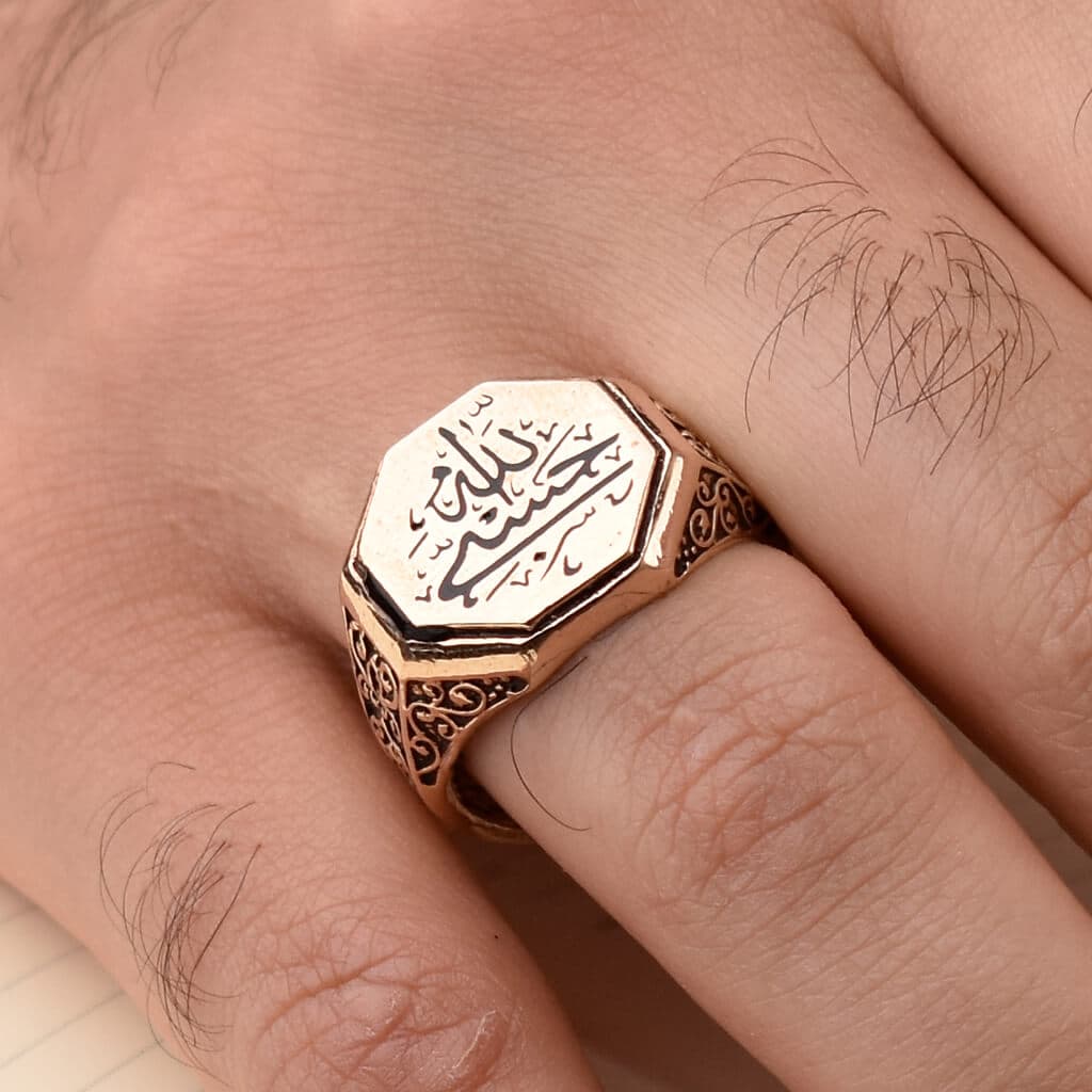 انگشتر طلاروس طرح حسبی الله کد 111 — تصویر ۱۱