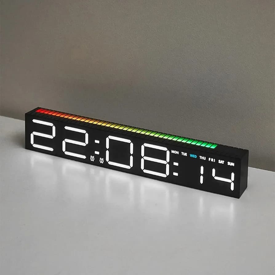 ساعت دیجیتال دیواری LED مدل 5517 | نمایشگر درشت با نور قابل تنظیم و نور پس‌زمینه دکوراتیو — تصویر ۱۰