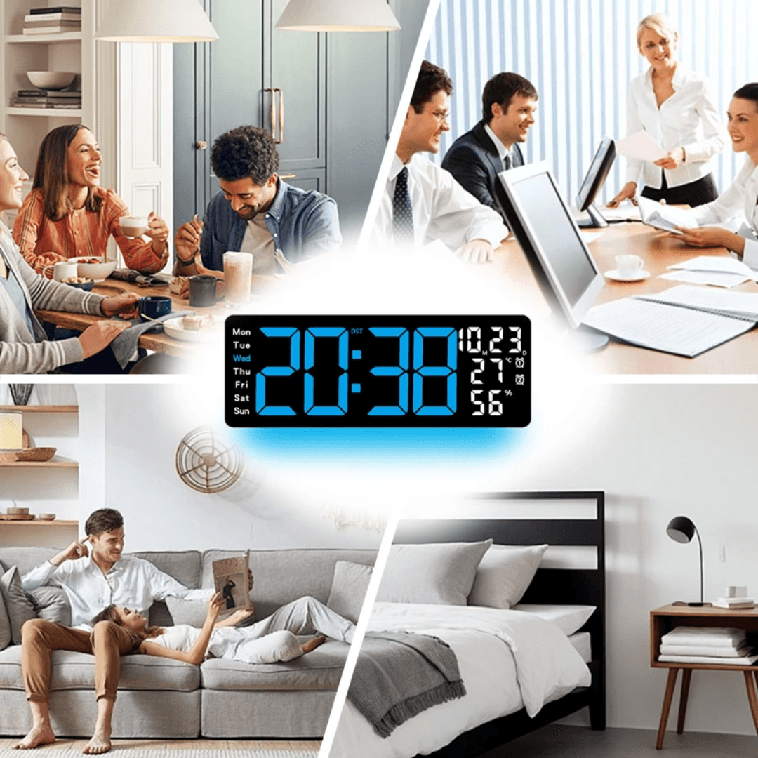 ساعت دیجیتال دیواری LED مدل 6669 | نمایشگر درشت با دید عالی از فاصله دور + نور قابل تنظیم — تصویر ۲