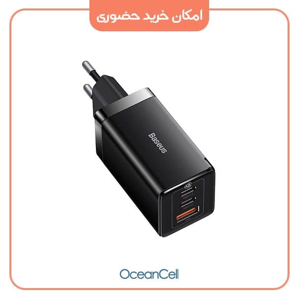 شارژر 65 وات بیسوس مدل Baseus GaN5 Pro Fast Charger 2C+U 65W به همراه کابل Type-c 100w