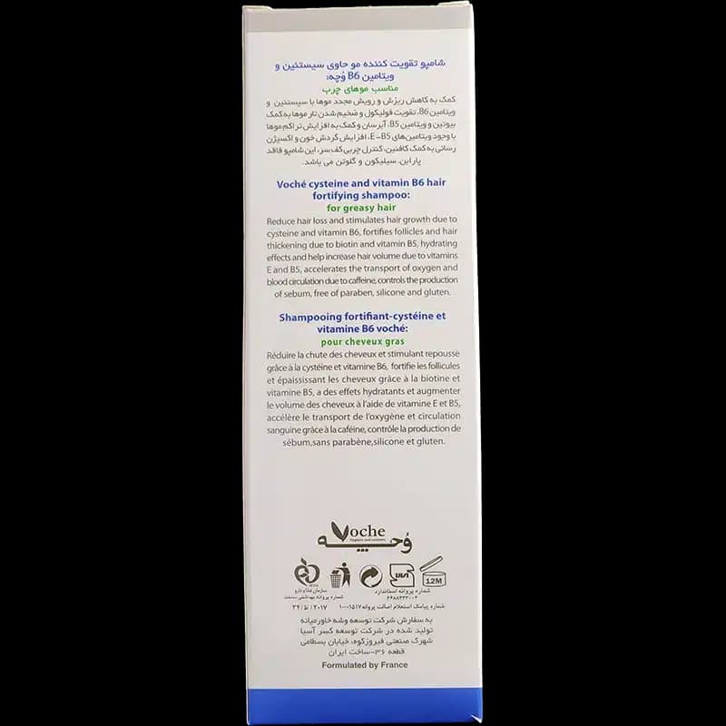 شامپو تقویت کننده مو حاوی سیستین و ویتامین B6 وچه مناسب موهای چرب (250 میلی لیتر) — تصویر ۲