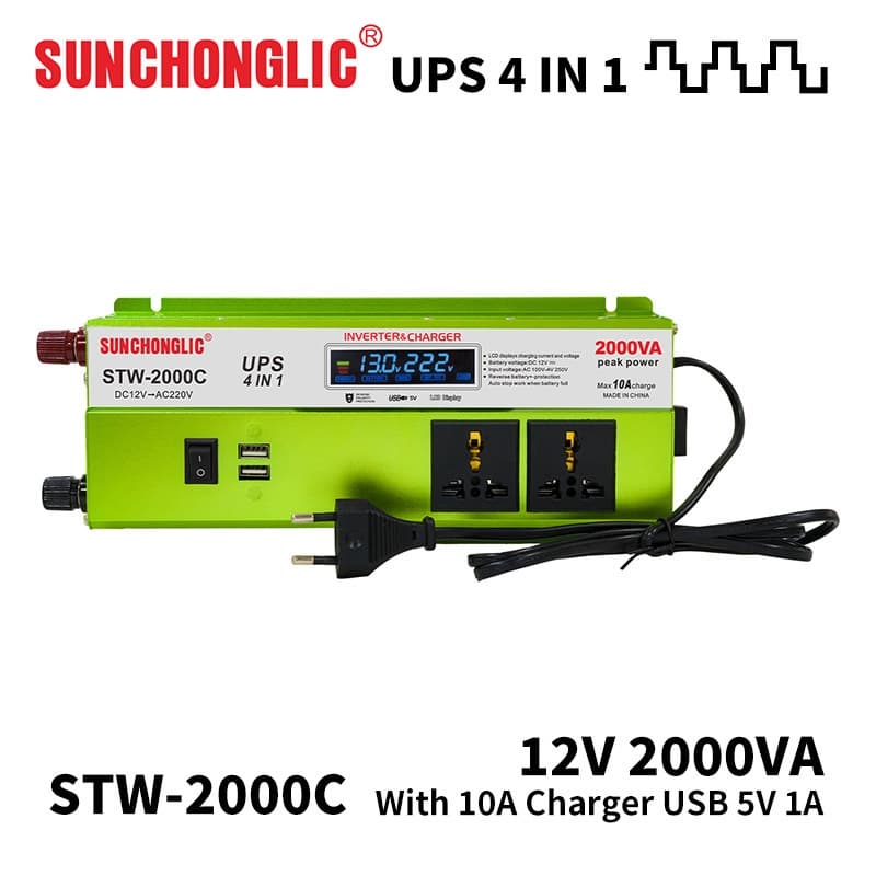 اینورتر UPS شارژر دار ۱۲ ولت به ۲۲۰ ولت ۲۰۰۰ وات مدل STW-2000C SUNCHONGLIC — تصویر ۶