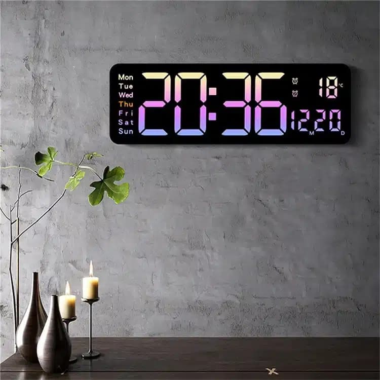 ساعت دیواری دیجیتال LED مدل 5526 با نمایشگر بزرگ و آلارم چندکاره — تصویر ۹