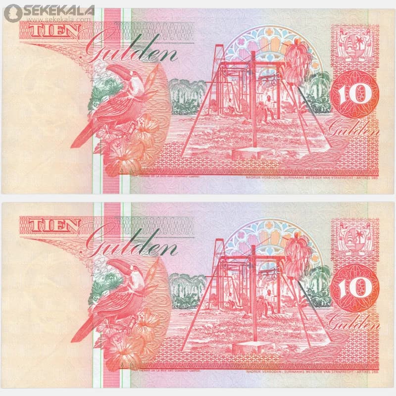 جفت اسکناس‌ 10 گلدن سورینام 1996(جمهوری) — تصویر ۴
