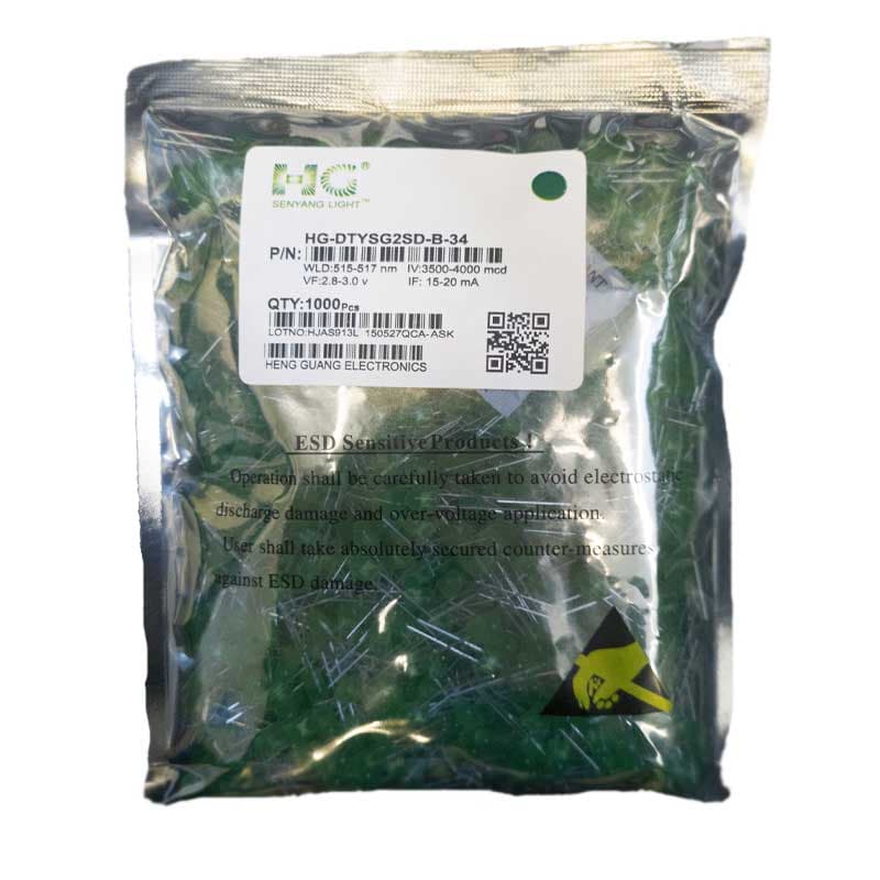 ال ای دی اوال سبز 5mm مارک HG بسته 1000 تایی — تصویر ۲