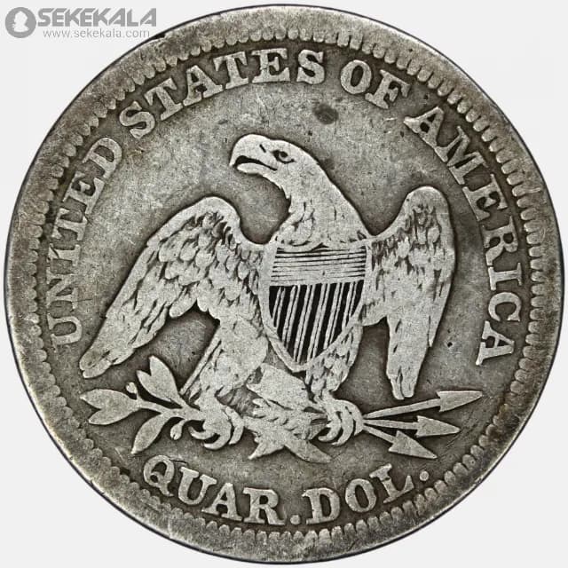 سکه کوارتر (25 سنت ) نقره آمریکا 1857 (Seated Liberty Quarter)(بینهایت کمیاب) — تصویر ۲
