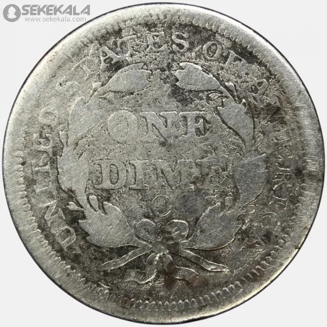 سکه 1 دایم (10 سنت) نقره آمریکا 1852 (seated Liberty dime)(بینهایت کمیاب) — تصویر ۲