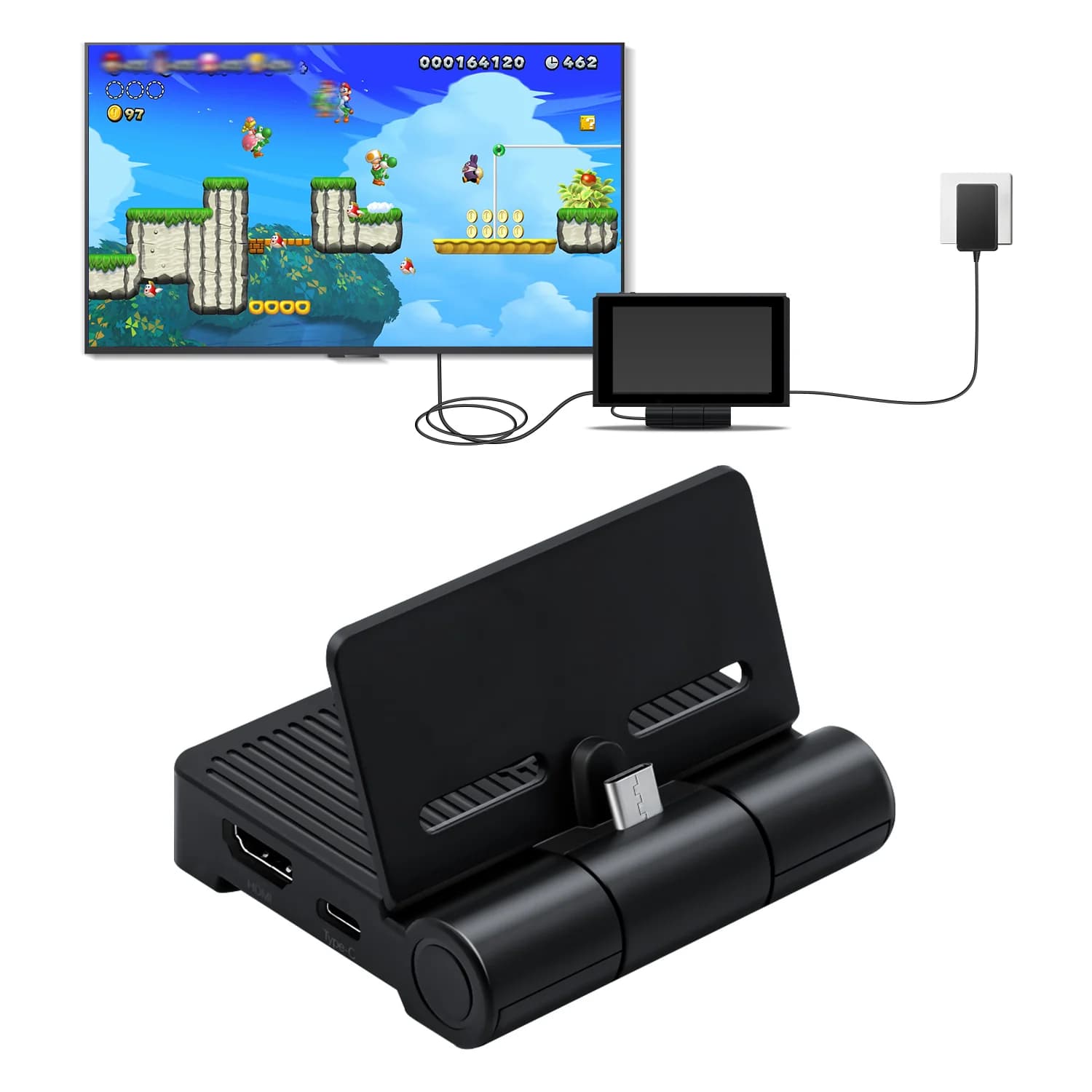 پایه شارژر پایه مینی مبدل ویدیوی HD 4K قابل حمل برای کنسول Nintendo NS Switch برند DOBE — تصویر ۱۱