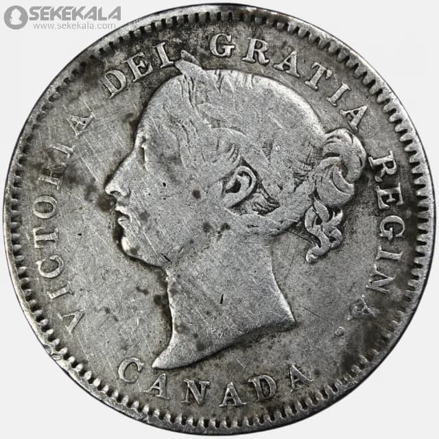 سکه 10 سنت نقره کانادا 1880 (ملکه ویکتوریا)( بینهایت کمیاب) — تصویر ۳